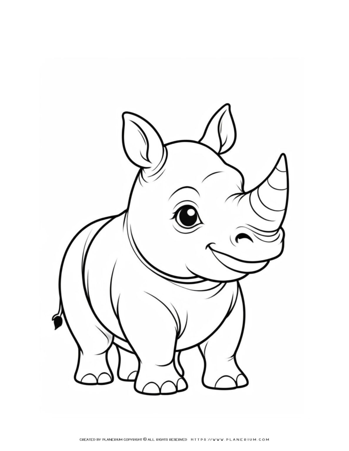 Baby Rhinoceros Coloring Page for Kids - Fun and Educational Wildlife ...