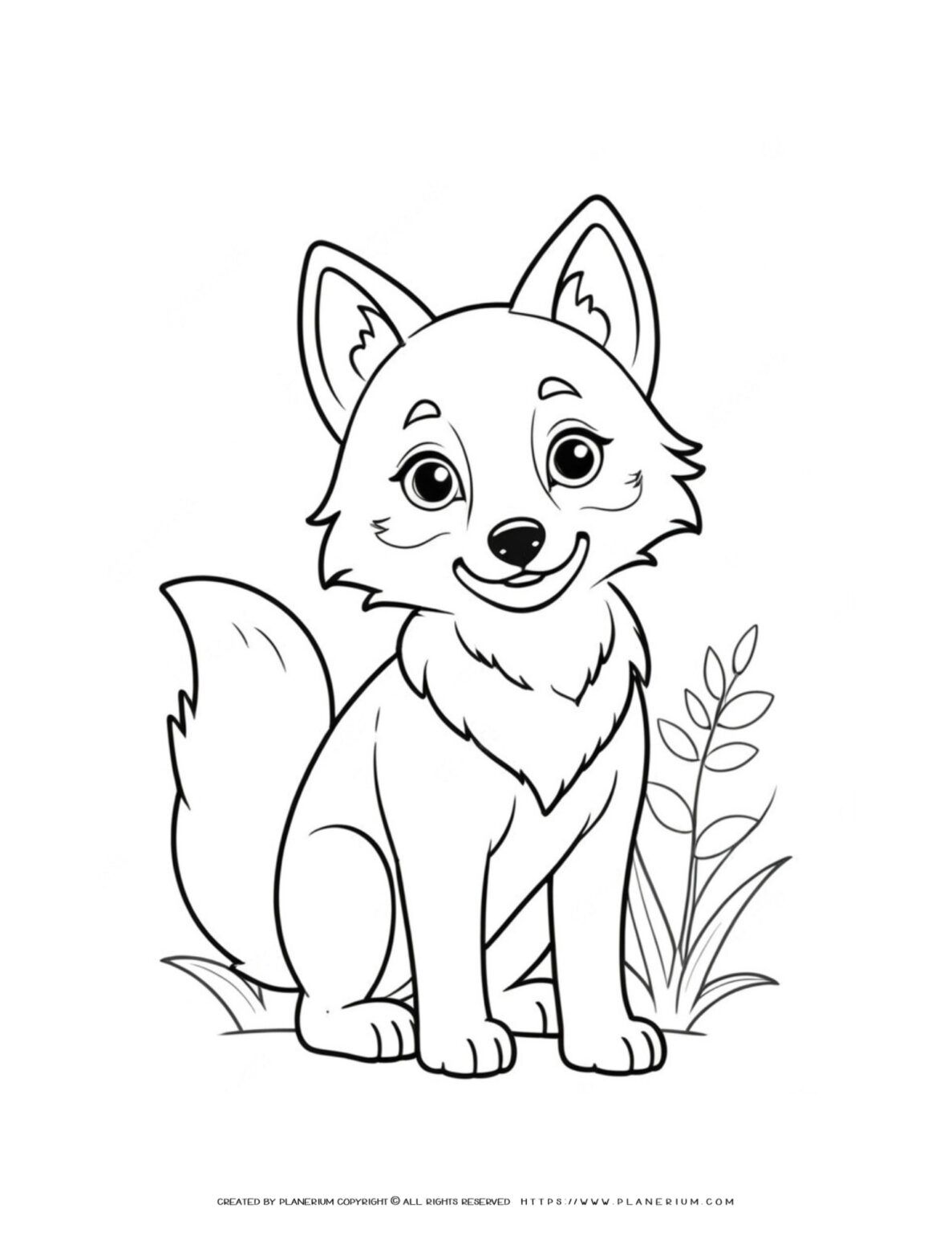 Baby Wolf Coloring Page for Kids - Fun and Educational Wildlife Activity