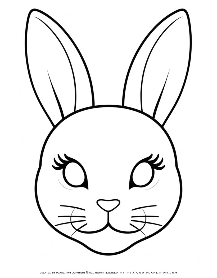 Bunny Face Coloring Mask: Printable Template for Kids