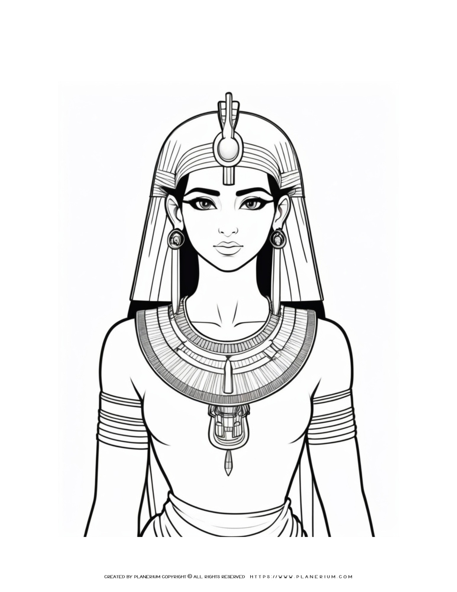 Cleopatra Illustration Coloring Page: Ancient Egypt Learning Fun!