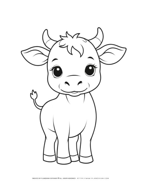 Charming Baby Cow Coloring Page Outline for Kids - Ideal for Young Artists!