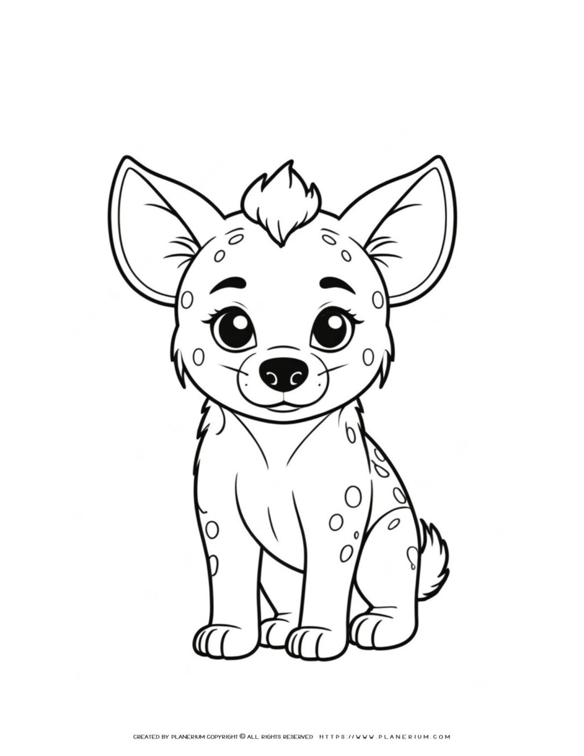 Adorable Baby Hyena Coloring Page for Kids - Fun Animal Activity