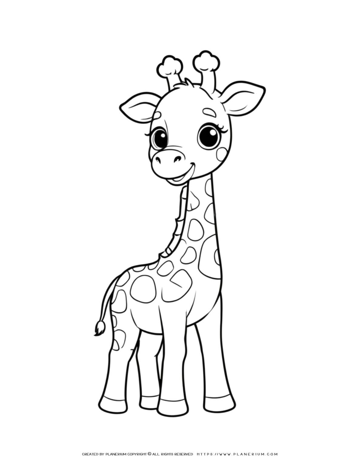 Baby Giraffe Coloring Page - Printable Cute Animal for Kids