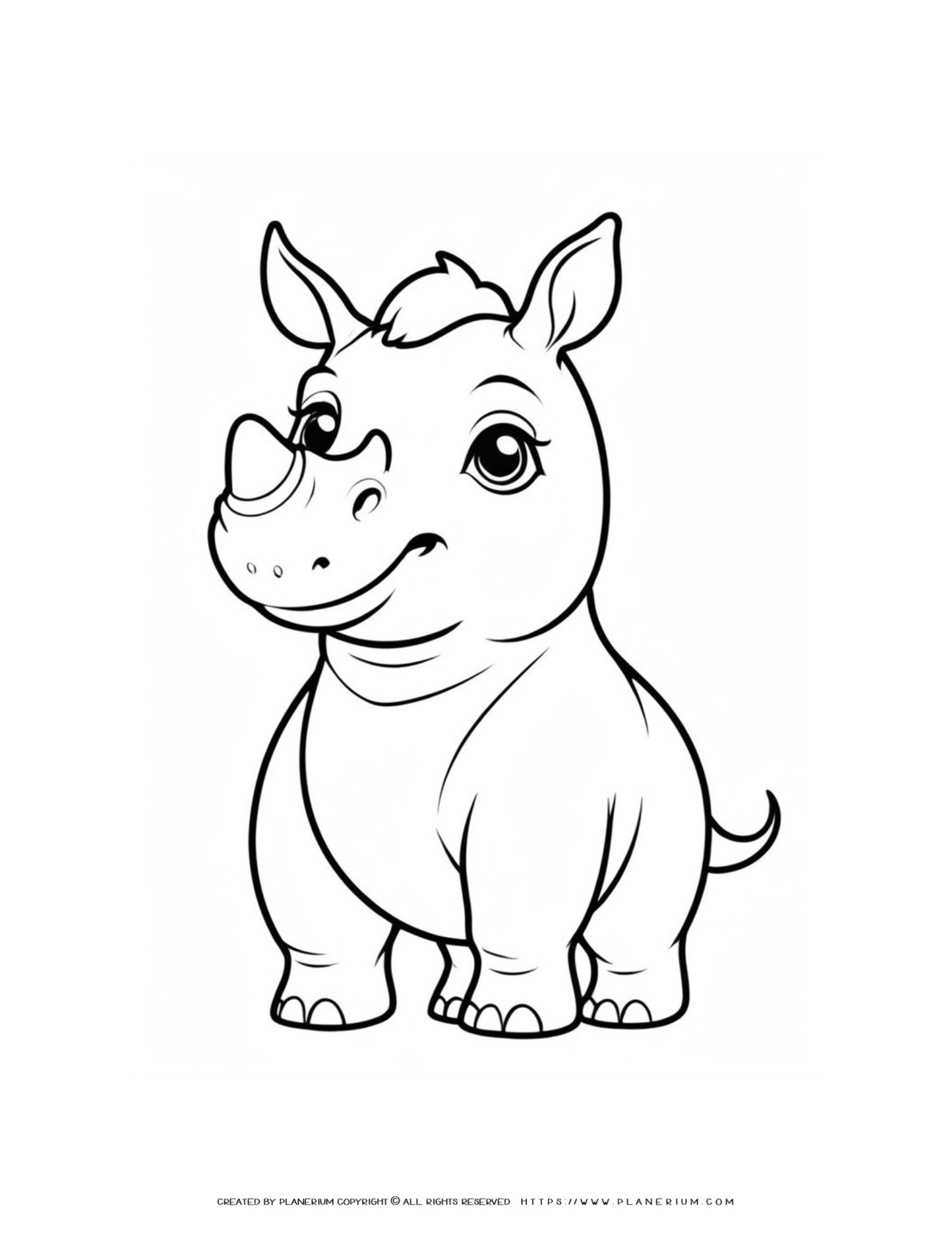 Cute Baby Rhinoceros Coloring Page for Kids - Fun and Educational Activity