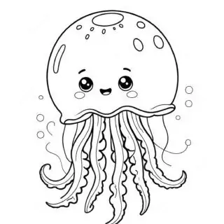Cute-cartoon-jellyfish-coloring-page-illustration