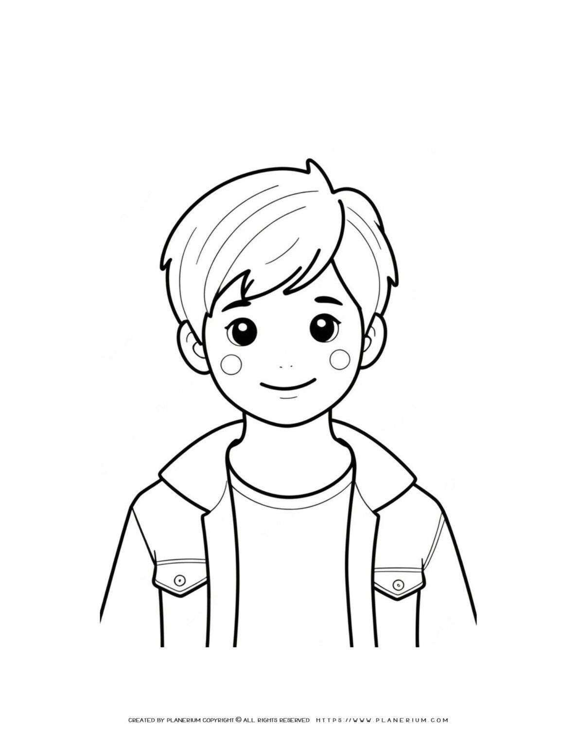 Charming Boy Portrait Coloring Page - Easy and Fun for All Ages