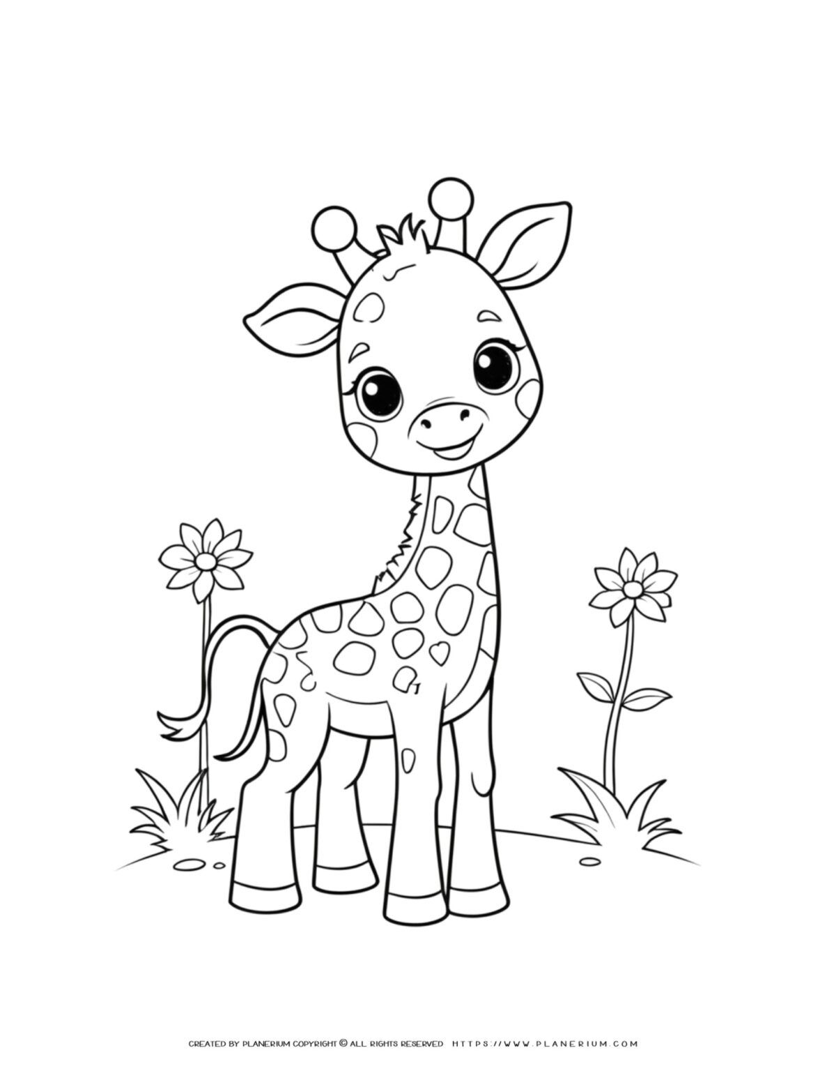 Happy Giraffe Coloring Page For Kids - Creative And Fun Activity