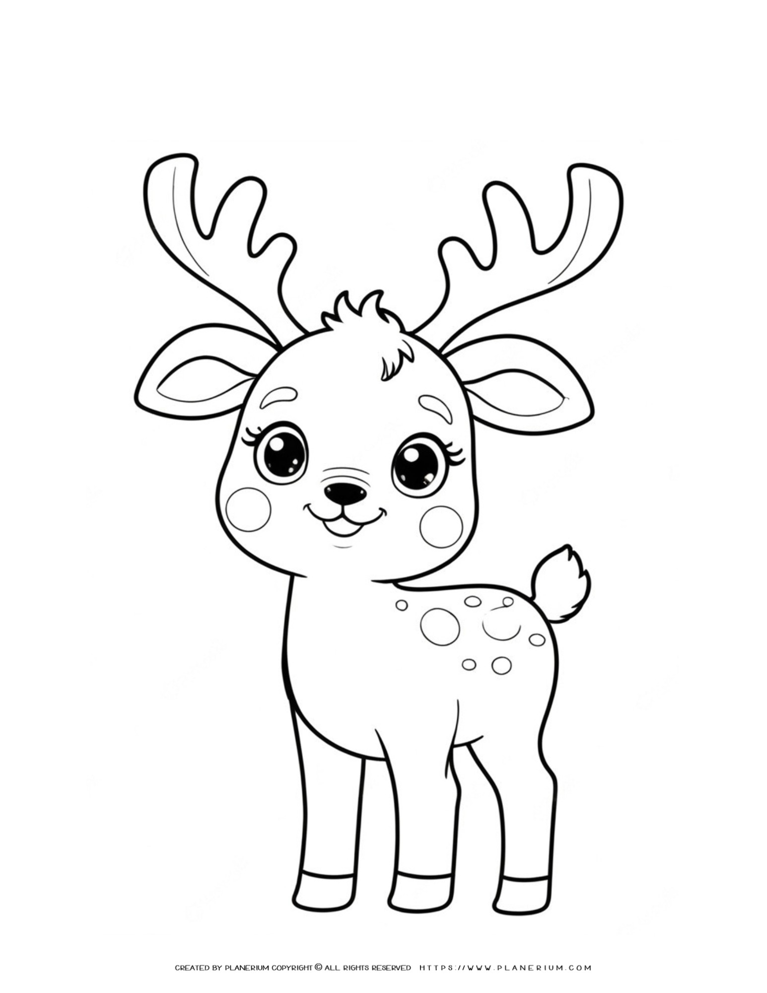 Happy Reindeer Coloring Page for Kids - Festive Holiday Fun