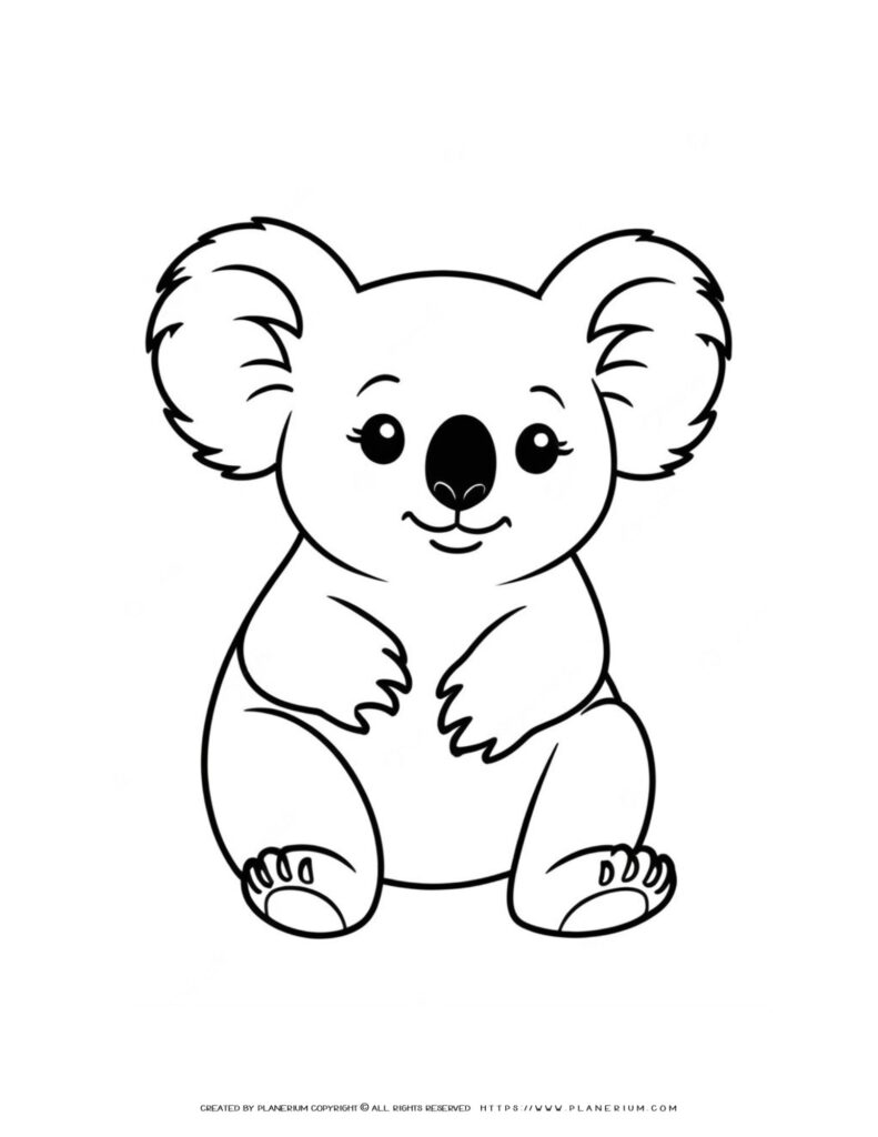 Cute Koala Coloring Page for Kids - Fun and Educational Animal Activity