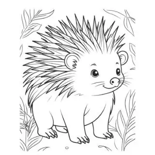 cute-porcupine-in-the-forest-coloring-page