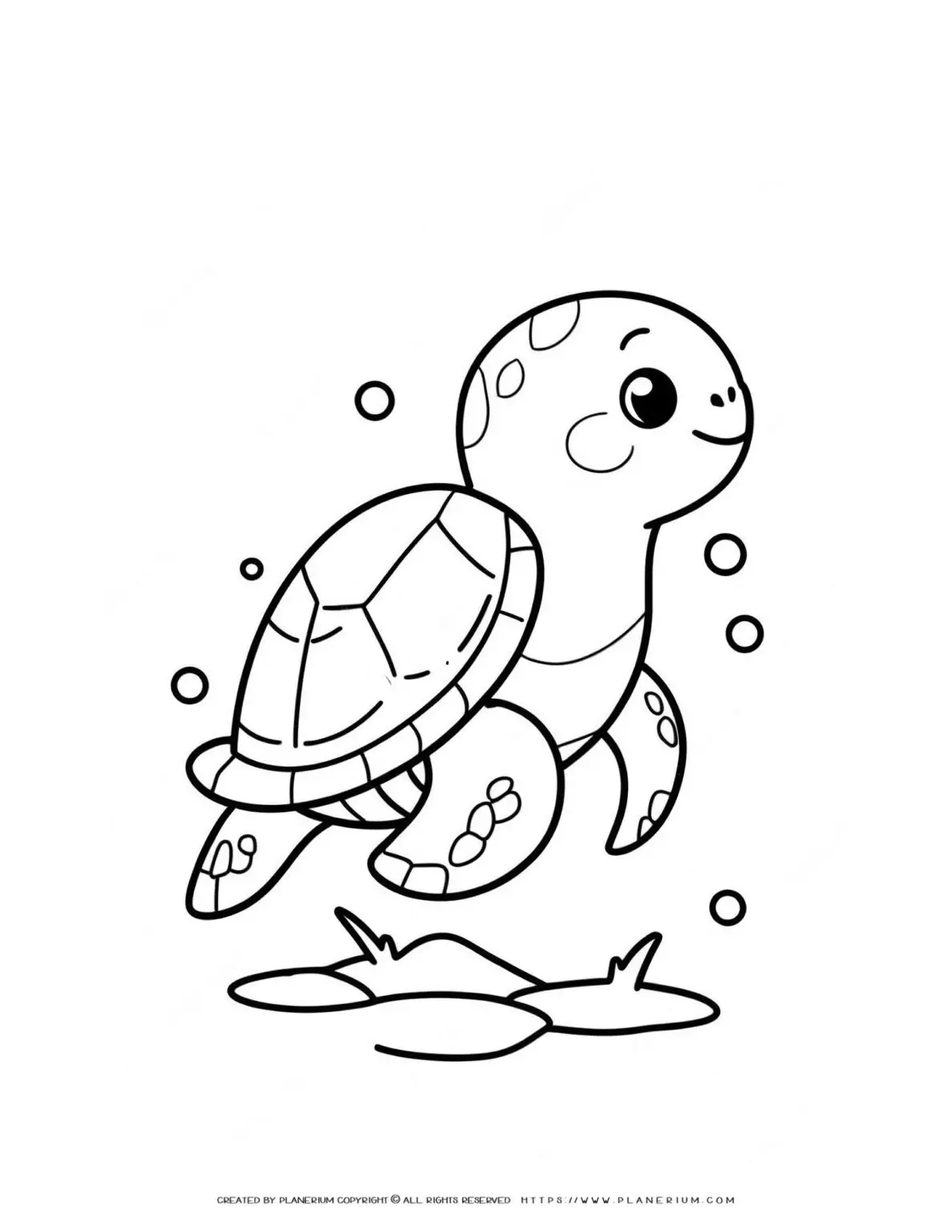 Cartoon-turtle-coloring-page-illustration