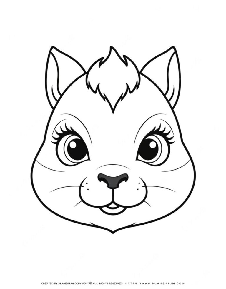 Coloring Page: Cute Squirrel Face Outline for Creative Learning!