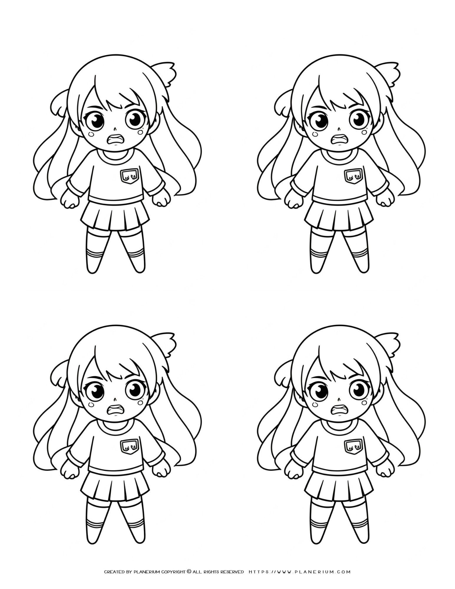 Anime Style Art Print: Four Angry Girl Outlines - Stylish Wall Decor ...