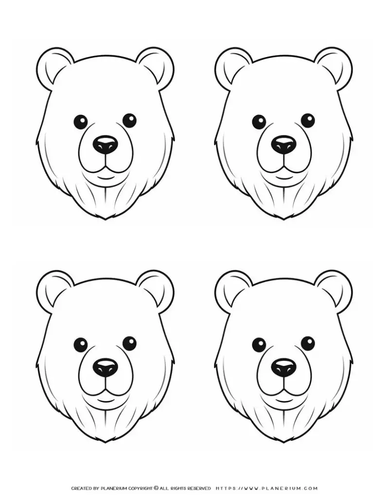 119-four-bear-face-outlines-illustration