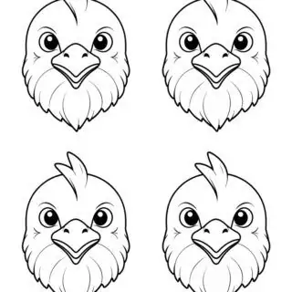 four-chicken-face-outlines-coloring-page