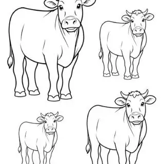 four-cow-outlines-different-sizes-template