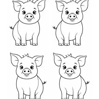 four-cute-baby-pig-outlines-farm-template