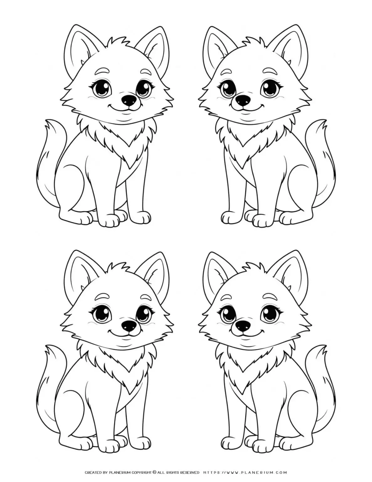 four-cute-baby-wolf-coloring-page-for-kids