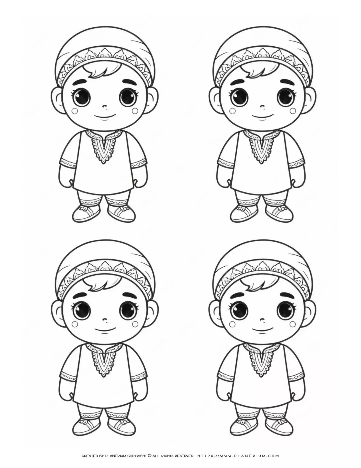 65-four-cute-little-indian-boy-outlines-coloring-page-for-kids