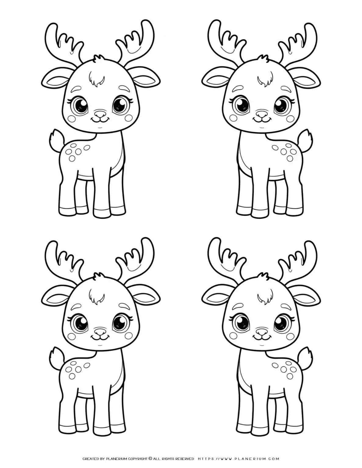 four-cute-reindeer-coloring-page