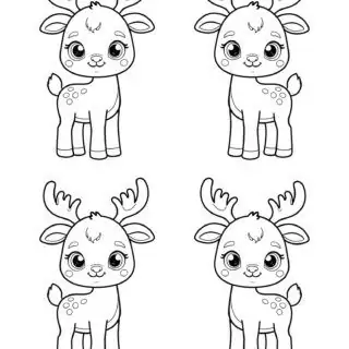 four-cute-reindeer-coloring-page
