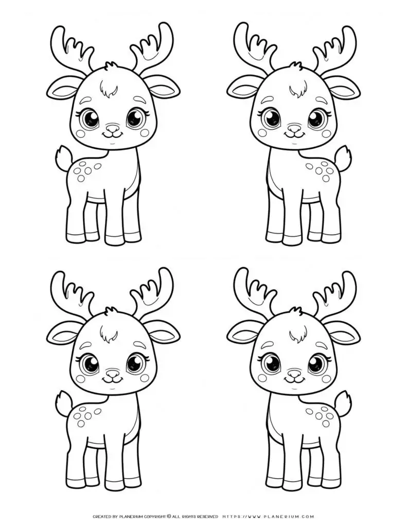 four-cute-reindeer-coloring-page
