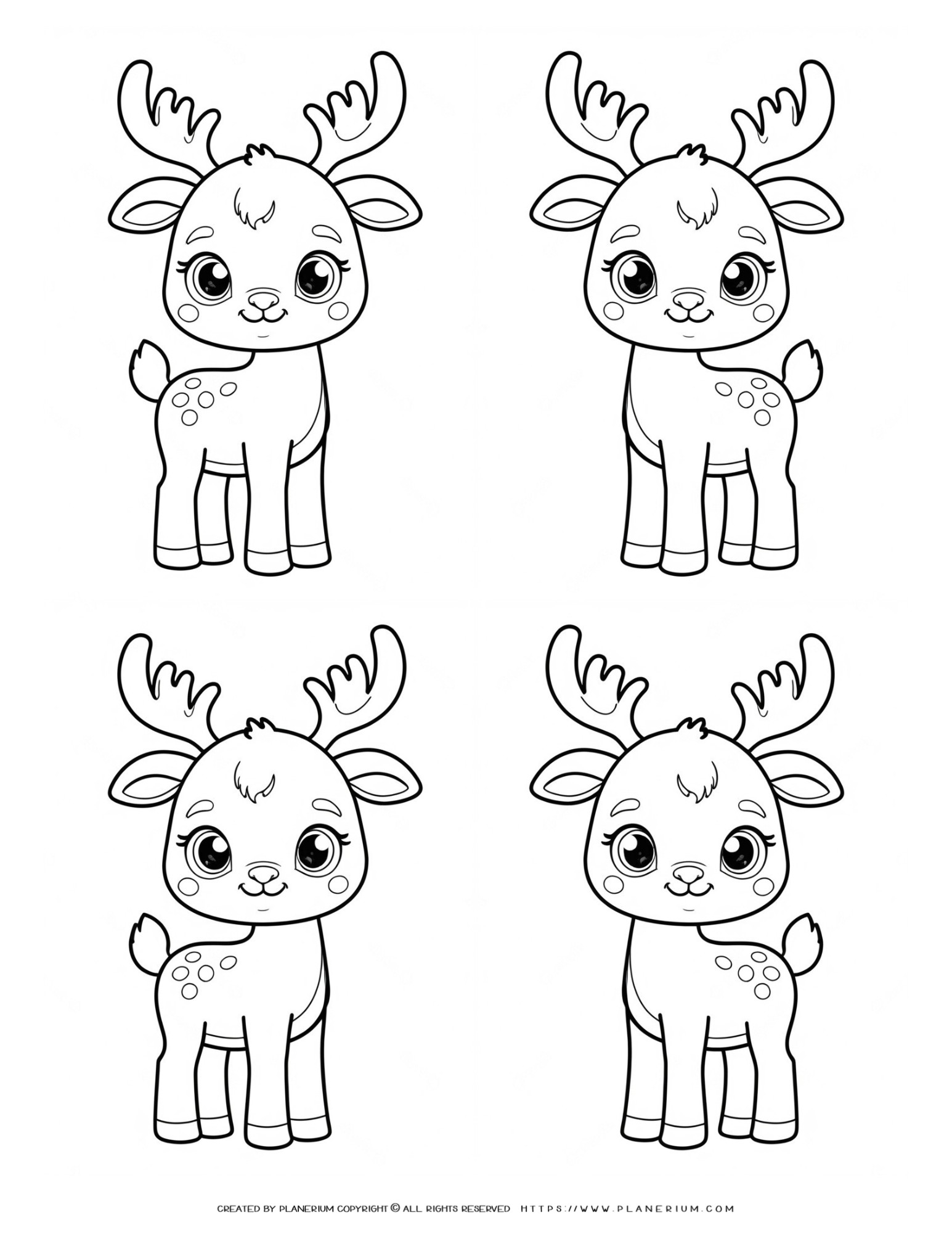 Festive Reindeer Coloring Page for Kids - Christmas Activity