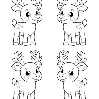 four-cute-reindeer-outlines-coloring-page-for-kids
