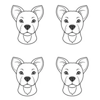 117-four-dogs-portrait-outlines-illustration