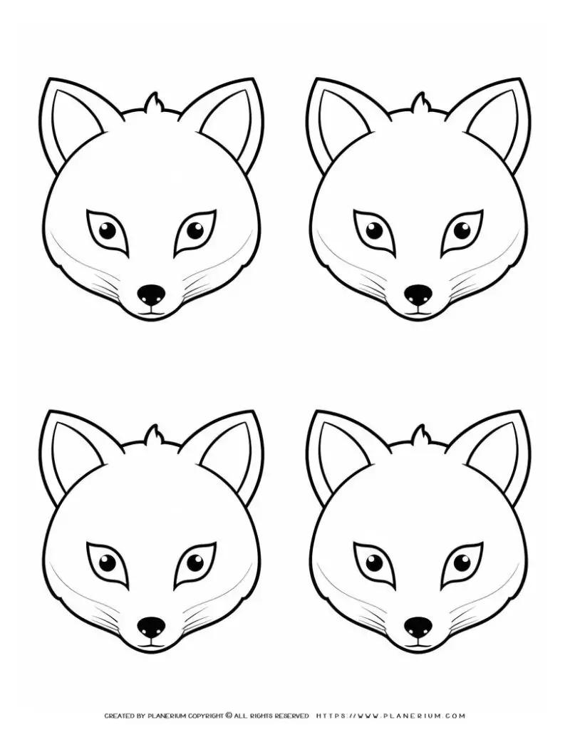 116-four-fox-face-outlines-illustration