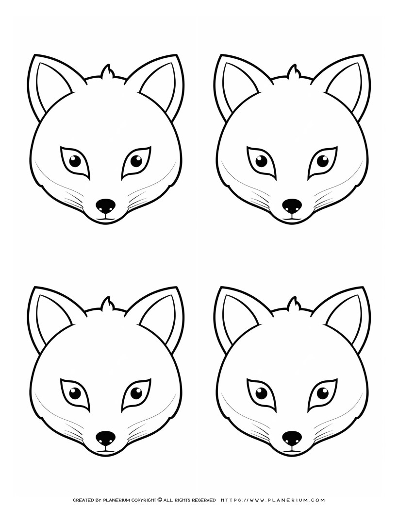 Engaging Fox Face Outlines Illustration Printable for Kids!