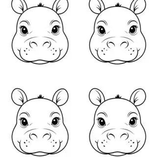 115-four-hippo-face-outlines-illustration