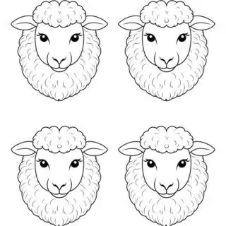 four-sheep-face-outlines-coloring-page