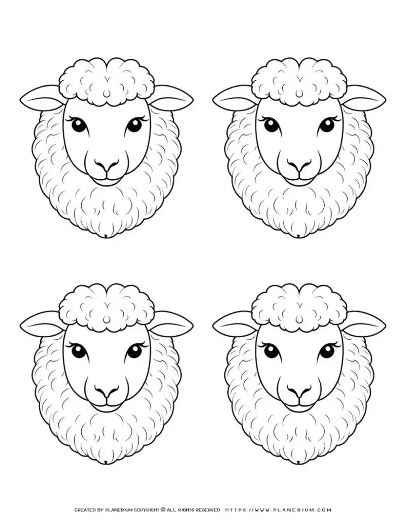 four-sheep-face-outlines-coloring-page