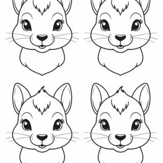 113-four-squirrel-portrait-outlines-illustration-coloring-page