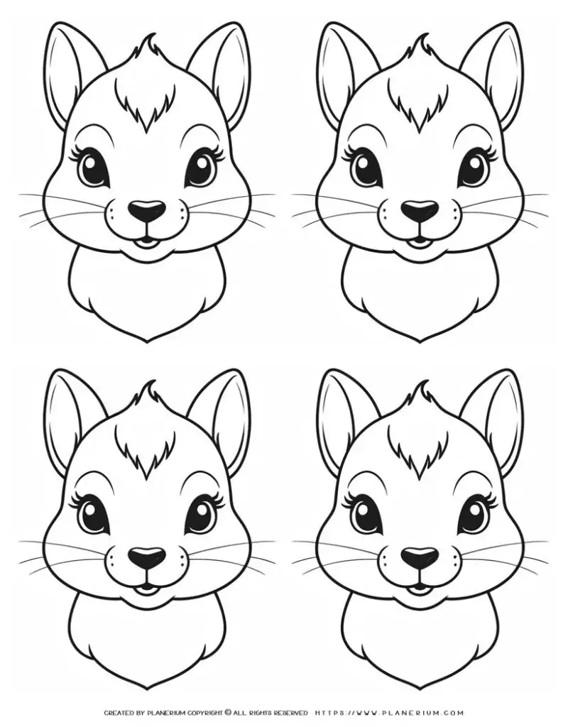113-four-squirrel-portrait-outlines-illustration-coloring-page