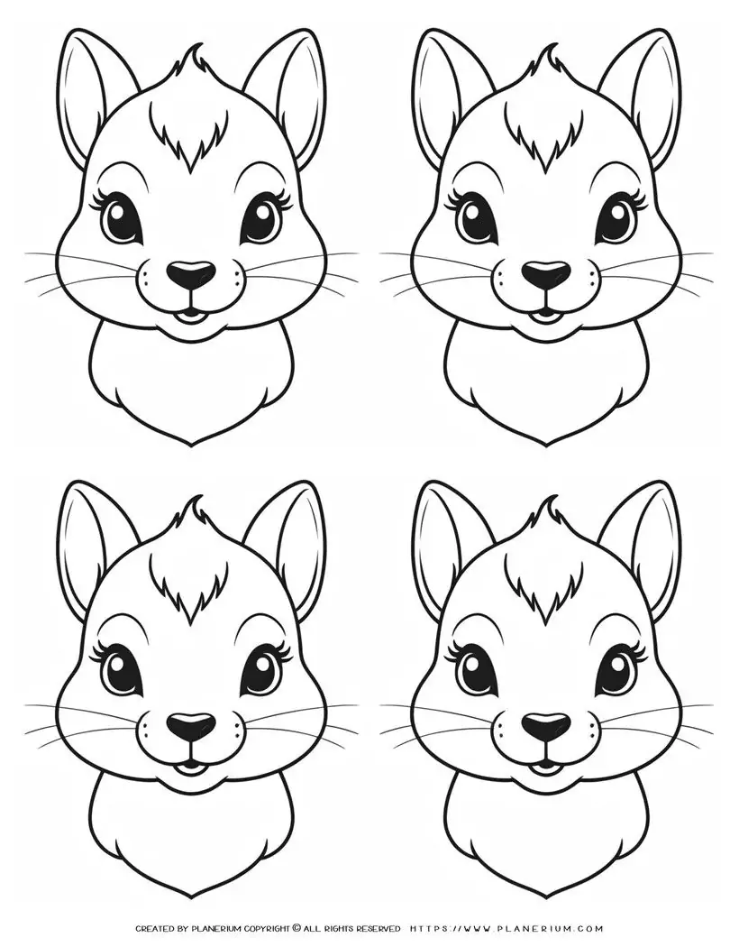 113-four-squirrel-portrait-outlines-illustration-coloring-page