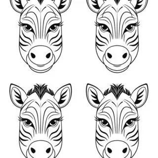 four-zebra-face-outlines-template