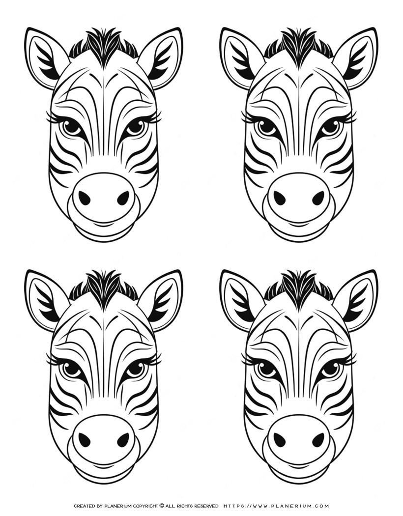 3-four-zebra-face-outlines-template