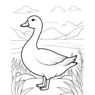 goose-in-nature-side-view-coloring-page