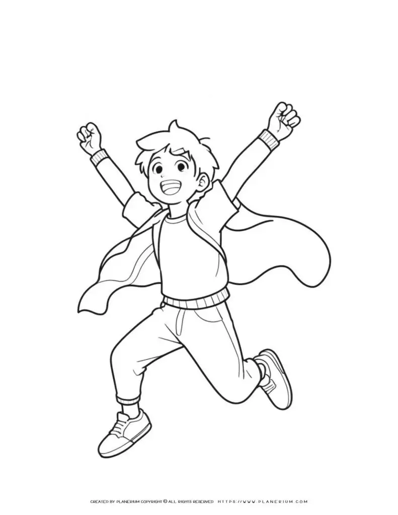 happy-boy-jumping-in-the-air-coloring-page