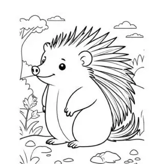 happy-porcupine-in-nature-illustration-coloring-page-for-kids