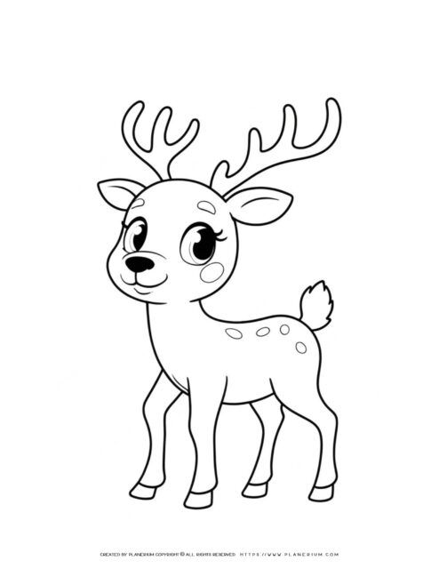 Cute Reindeer Coloring Page for Kids - Christmas Activity - Printable ...