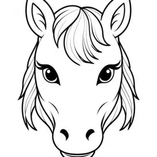 56-horse-face-front-view-black-eyes-coloring-page