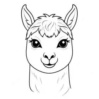lama-face-outline-front-view-animal-coloring-page