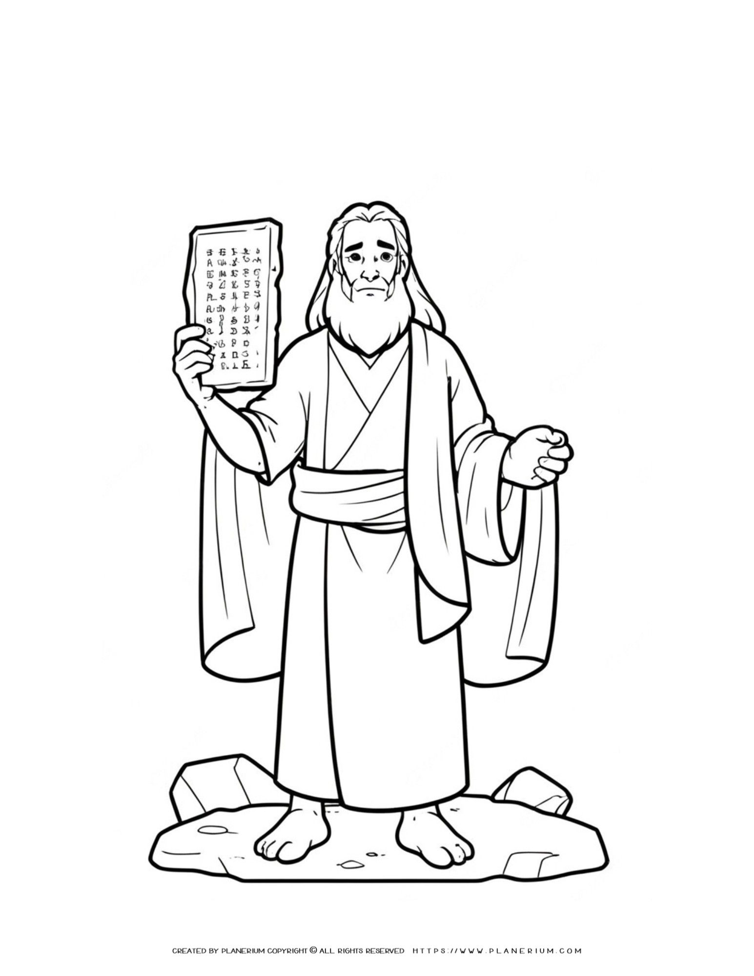 Moses with the Ten Commandments Coloring Page - Engaging Religious Activity