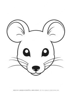 Free Printable Mouse Face Outline Coloring Page for Kids