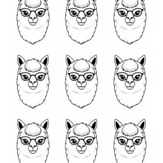 nine-alpaca-face-outlines-coloring-page