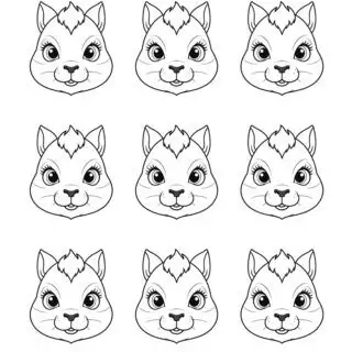 102-nine-squirrel-face-outlines-illustration
