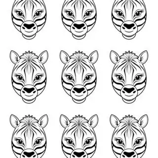 nine-zebra-head-outlines-template